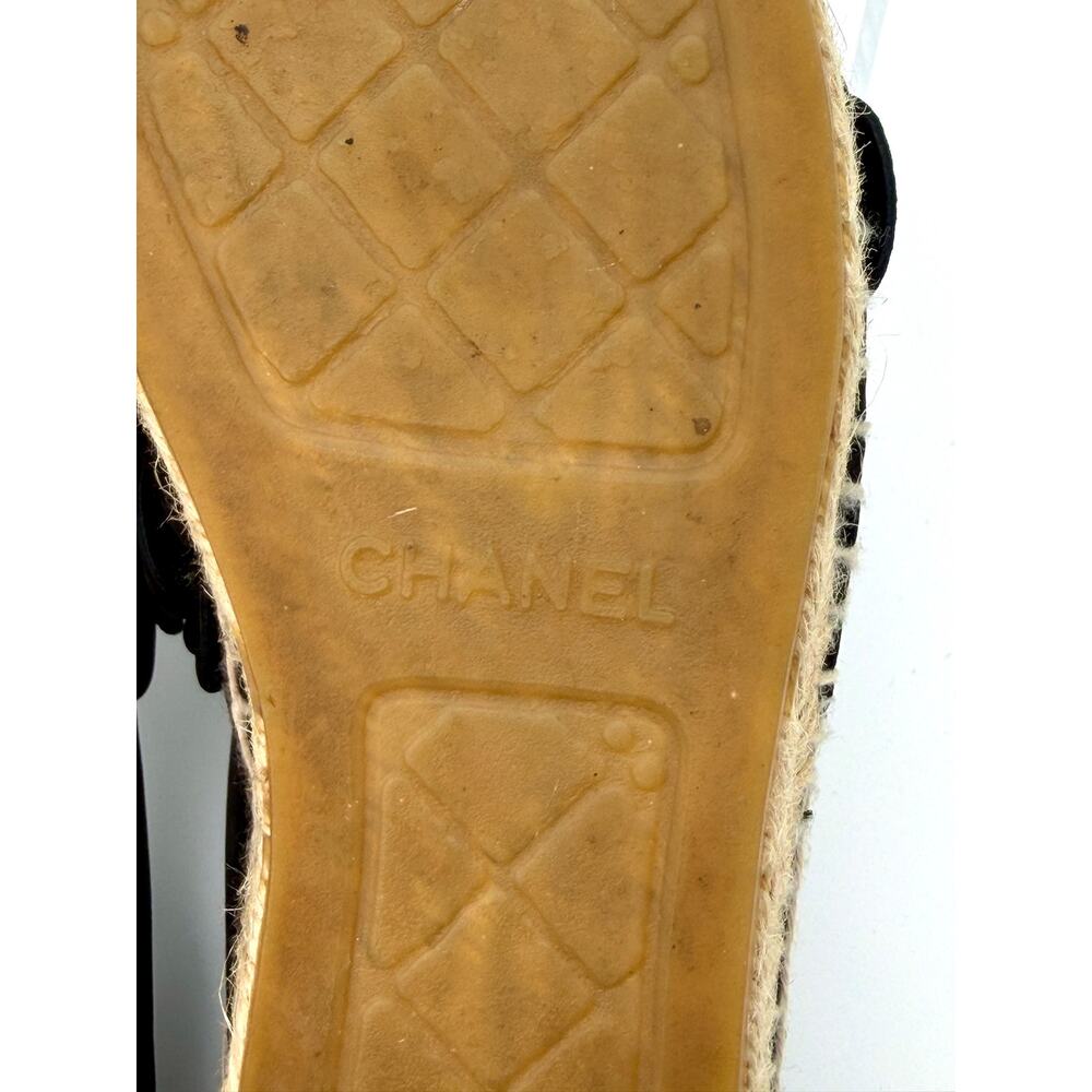 Chanel Interlocking CC Logo Camellia Espadrilles Black Suede Size 39 / 9 - Picture 10 of 16